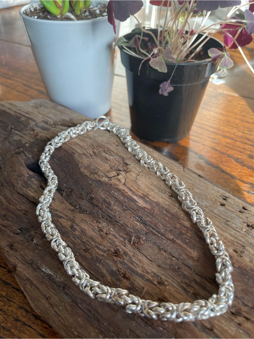 Sterling Silver Byzantine Chain Necklace - Elegant Silver Women's Jewelry